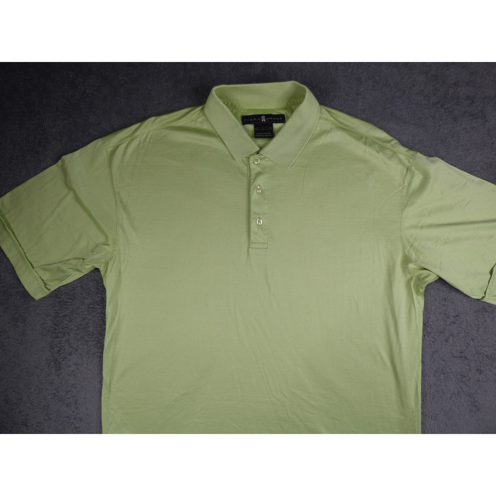 Tiger Woods Nike Golf Polo Shirt Mens Large Lime Green Short Sleeve Logo L